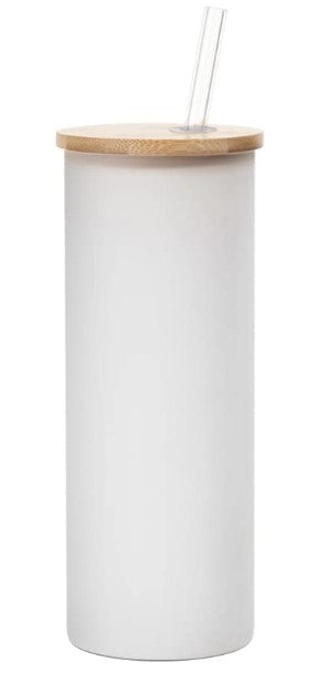 Frosted Glass & Bamboo Skinny 17 oz Tumbler Blanks for Sublimation (In-Store Pickup ONLY) - SALE!