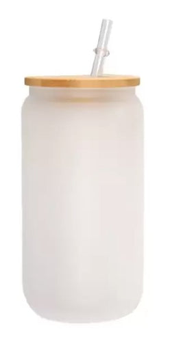 Frosted Glass & Bamboo Beer Can Tumbler (16 oz) Blanks for Sublimation (In-Store Pickup ONLY)