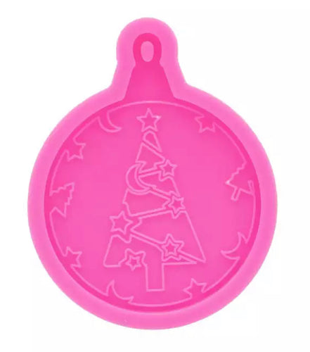 ROUND ORNAMENT WITH TREE-Holiday Keychain Mold- LAST CHANCE SALE!