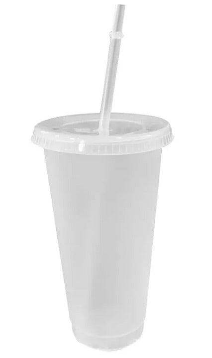 Blank Clear Confetti Cold Cups Clear Matte Tumblers Bulk 24oz Clear Cups  With Lids and Straws 5 Pack Clear Cold Cups 