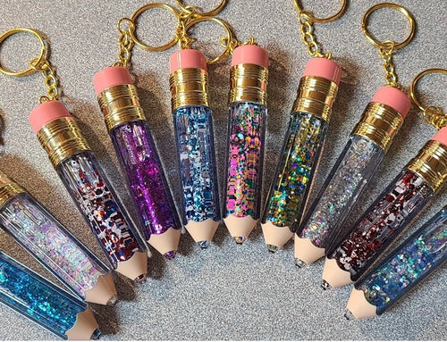Pencil Fillable Glitter Keychain Blanks