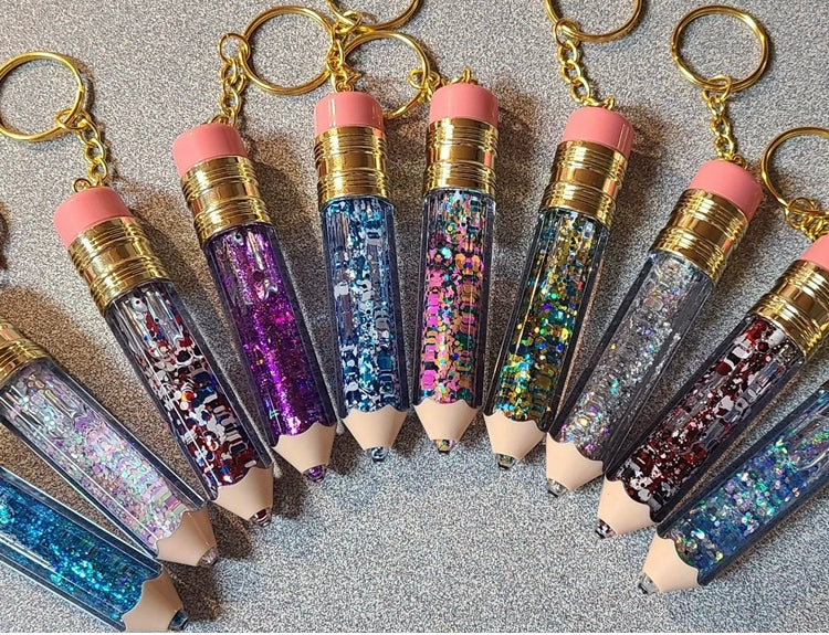 Pencil Fillable Glitter Keychain Blanks